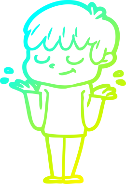 Çizgi film karakteri mutlu bir çocuğun orijinal soğuk gradyan çizimi