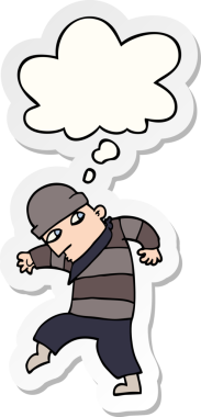 Yazılı çıkartma olarak düşünce balonu olan orijinal çizgi film hırsızı.