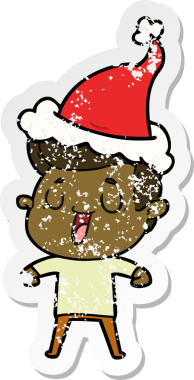 Orijinal mutlu el, Noel Baba şapkası takan bir adamın çizilmiş çıkartması.