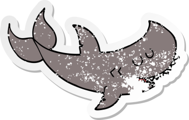 Çizgi film köpekbalığının orijinal tedirgin çıkartması