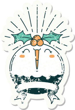 Orijinal eski bir dövme stili Noel pudingi söylüyor.