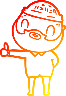 Çizgi film karakteri sakallı bir adamın orjinal sıcak çizgi çizimi