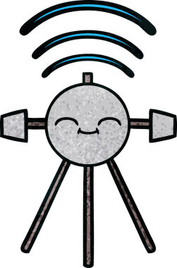 Orijinal grunge desenli bir uydu karikatürü