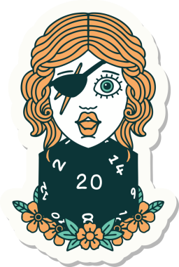 Doğal yirmi zarlı bir dolandırıcının orijinal çıkartması.