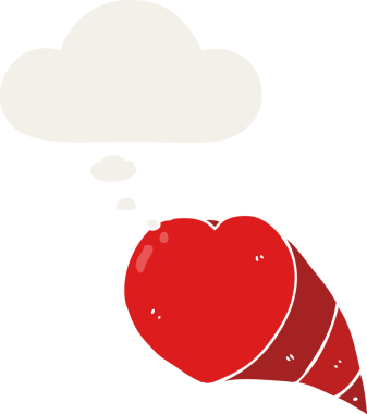 Eski tarz düşünce baloncuklu orijinal aşk kalp sembolü.