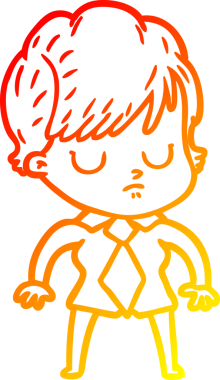 Bir çizgi film kadınının orjinal sıcak çizgi çizimi