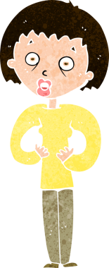 Orijinal karikatür kadını kendine işaret ediyor.