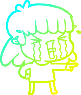 Gözyaşları içinde çizgi film karakteri çizen orijinal soğuk gradyan.