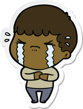 Ağlayan bir çizgi film karakterinin orijinal çıkartması.