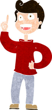 Harika bir fikri olan orijinal çizgi film çocuğu.