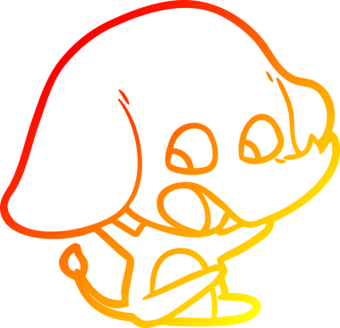 Sevimli bir filin orjinal sıcak çizgi çizimi