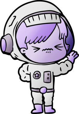 Orijinal kızgın çizgi film uzay kızı el sallıyor