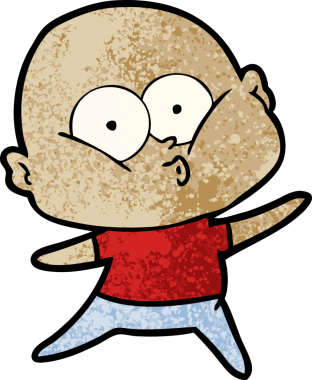 orijinal çizgi film kel adam dik dik bakıyor.