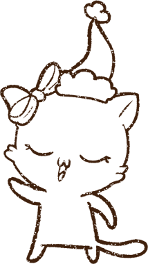 Orijinal Noel Kedi Kömürü Çizimi