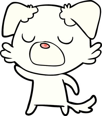 Bir insan tarafından çizilmiş orijinal bir çizgi film köpeği.