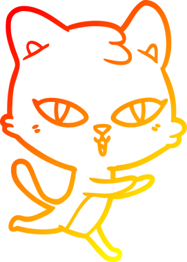 Bir çizgi film kedisinin orjinal sıcak çizgi çizimi