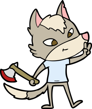 Orijinal dost çizgi film kurdu barış işareti veriyor.