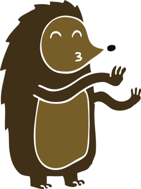 Orijinal karikatür karalama dans eden kirpi