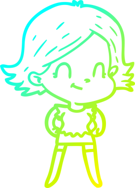 Orijinal soğuk hava çizgisi, çizgi film dostu bir kızın çizimi.