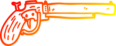 Orijinal sıcak çizgi çizgisi eski bir tabancanın çizimi