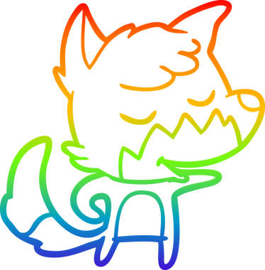 Orijinal gökkuşağı gradyan çizgi çizimi dost bir tilki çizgi filminin