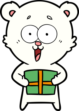 Orijinal kutup ayısı, Noel hediyesi karikatürü.