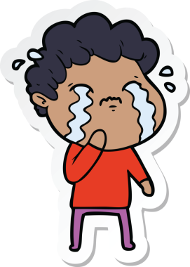 Ağlayan bir çizgi film karakterinin orijinal çıkartması.