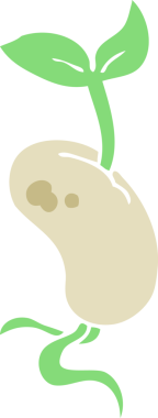 Filizlenen tohumun orijinal düz renk çizimi