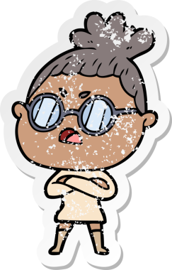 Sinirli bir karikatürdeki orijinal sıkıntılı kadın çıkartması.