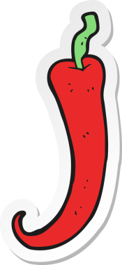 Çizgi film kırmızı biberinin orijinal çıkartması.