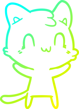 Mutlu bir çizgi film kedisinin orijinal soğuk gradyan çizimi