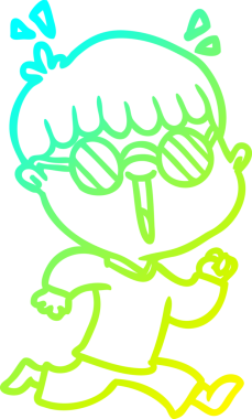 Gözlüklü bir çizgi film karakteri çizimi.