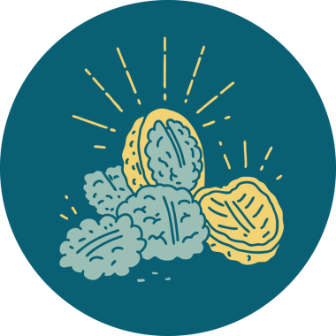 Dövme stili ceviz kabuklu orijinal simge