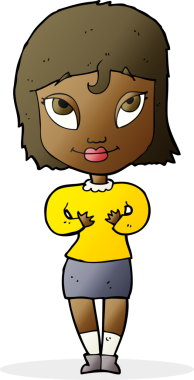 Orijinal karikatür kadını kendine işaret ediyor.