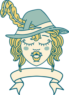 Orijinal Retro Dövme Biçimi Sancaklı yarı ork Ozan Karakteri