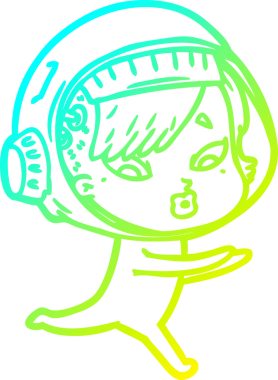 Orijinal soğuk gradyan çizgi çizimi bir astronot kadının