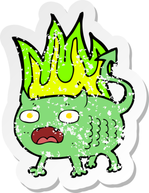 Orijinal, sıkıntılı, çizgi film karakteri küçük şeytan.