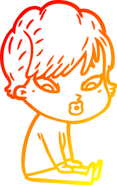 Bir çizgi film kadınının orjinal sıcak çizgi çizimi