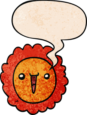 Konuşma baloncuklu orijinal ayçiçeği retro doku tarzında