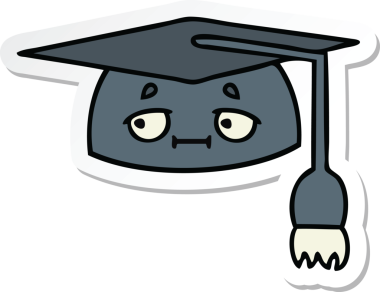 Mezuniyet şapkasının orijinal çıkartması.