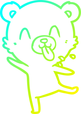 Dilini dışarı çıkaran kaba bir kutup ayısının orjinal soğuk eğimli çizimi