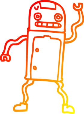 Bir çizgi film robotunun orijinal sıcak çizgi çizimi