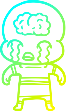 Büyük beyin uzaylısının ağladığı bir çizgi filmin orijinal soğuk gradyan çizimi