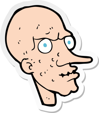 Orijinal bir çizgi film çıkartması. Şeytani yaşlı adam.