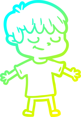 Çizgi film karakteri mutlu bir çocuğun orijinal soğuk gradyan çizimi