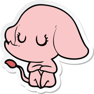 Şirin bir filin orijinal çıkartması.