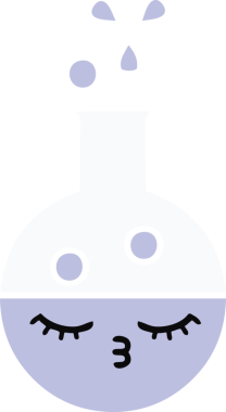 Bir test tüpünün orijinal düz renk retro karikatürü