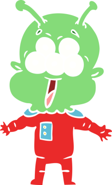 Orijinal mutlu düz renkli çizgi film uzaylısı