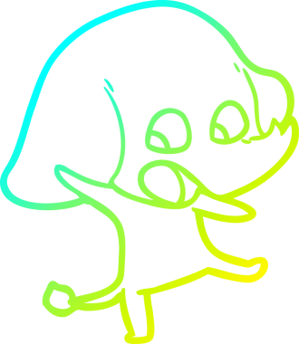 Şirin bir filin orjinal soğuk eğimli çizgi çizimi