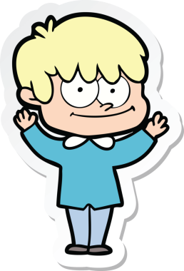 Mutlu bir karikatürcünün orijinal çıkartması.